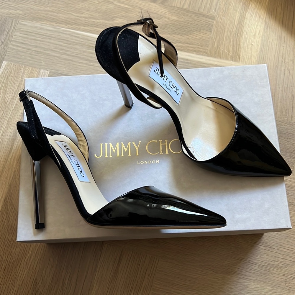 🖤 Jimmy Choo Patent Black Metallic Heels